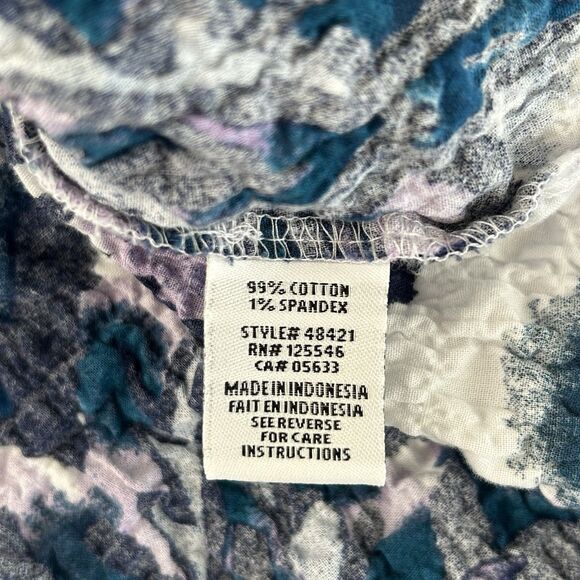 Habitat Clothes to Live In Mixed Print Blouse Size XL Crinkle Artsy 3/4 Sleeve - Picture 10 of 11